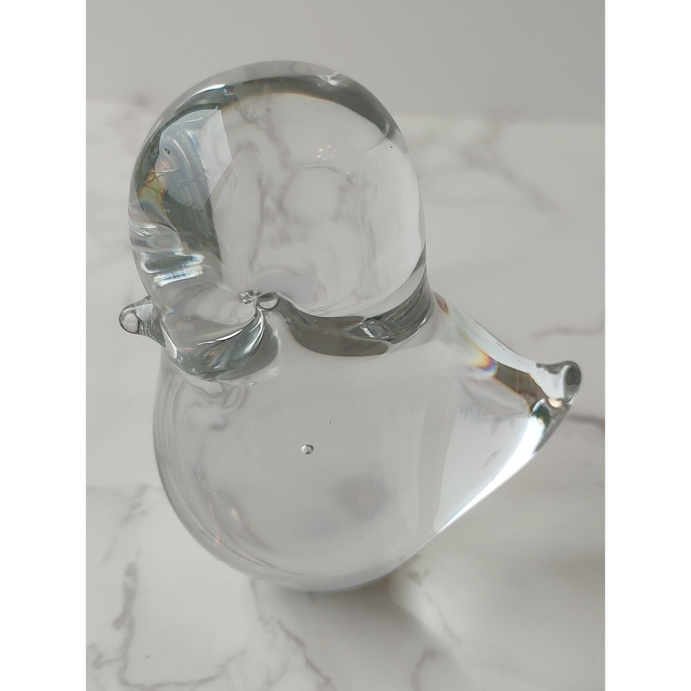 Vtg Bird Paperweight FM Konstglas Ronneby Swedish Art Glass  Clear 3.5in A20